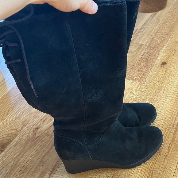 UGG Black Suede Wedges High Boots - Picture 5 of 8